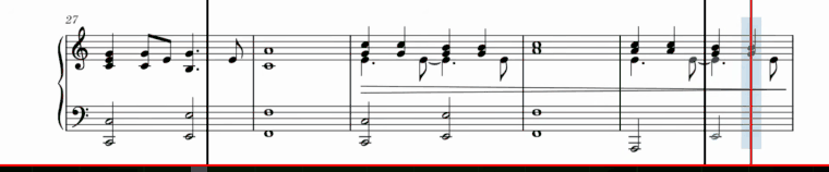 An animated frame of a tutorial video: a staff at the top with a coloured playhead sweeping across it, highlighted as each half is captured.